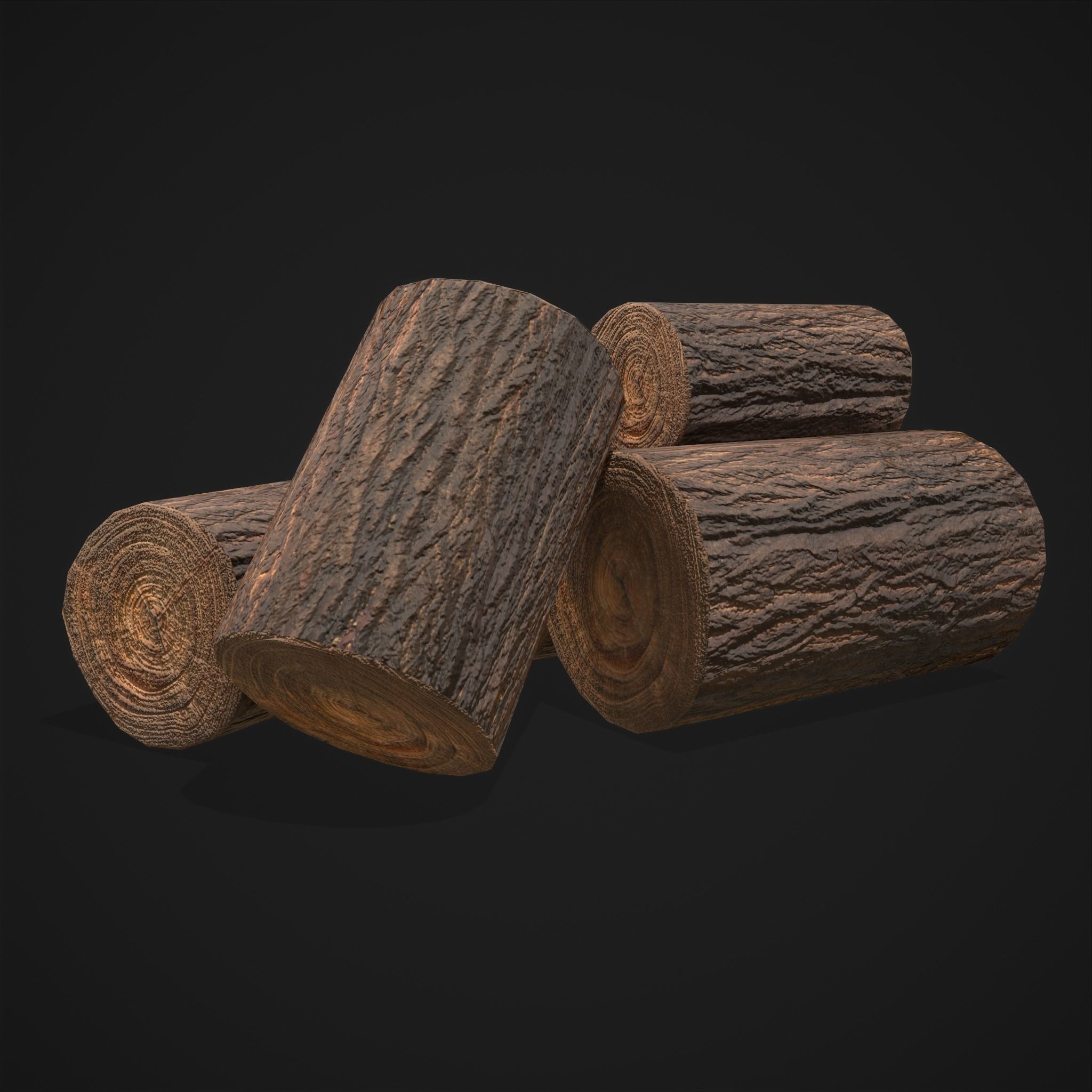 Wood Log Saw Horse Low-poly 3D model_17