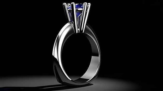 Blue diamond solitary ring 3D print model