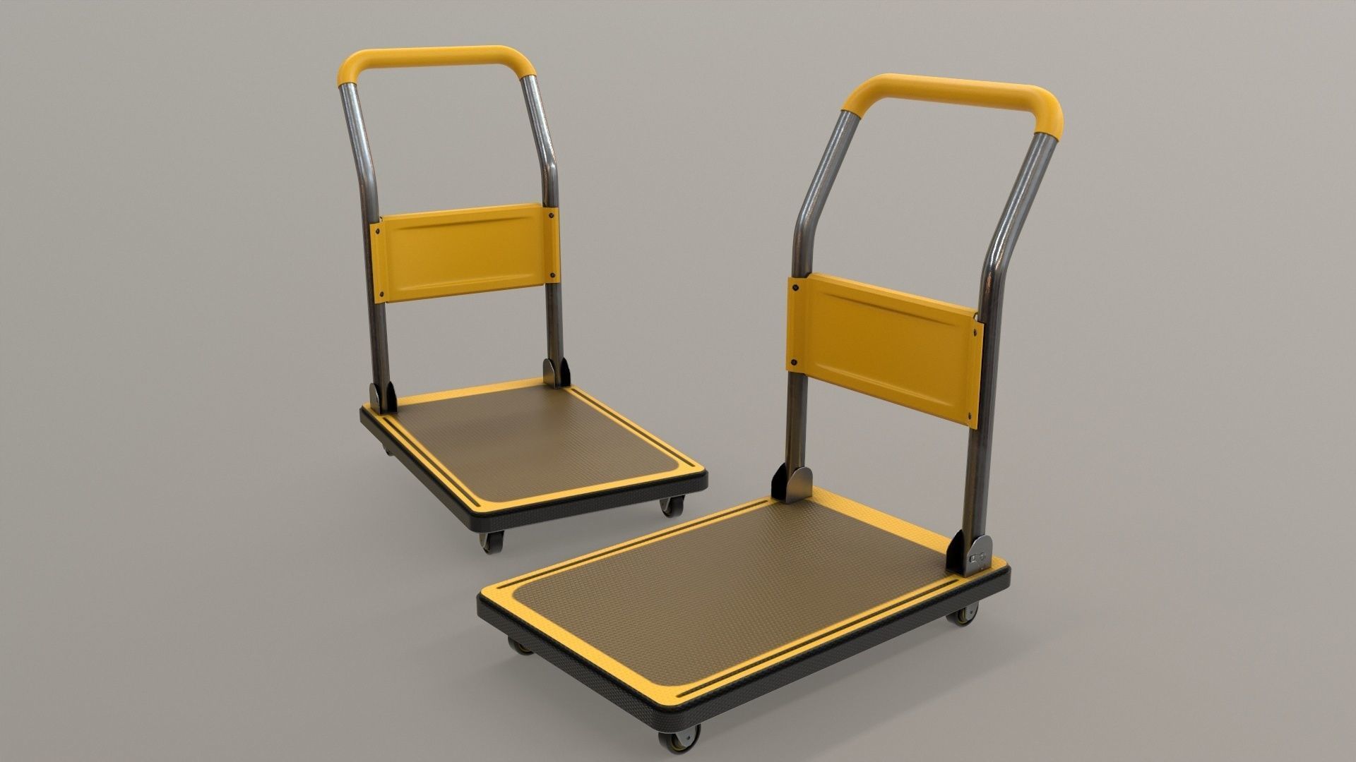 Heavy Duty Platform Trolley Low-poly 3D model_2