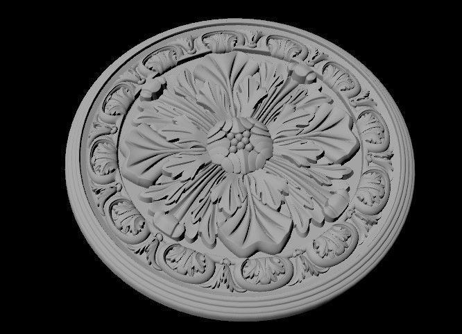 rosette ornately carved circular medallion 3D model_1