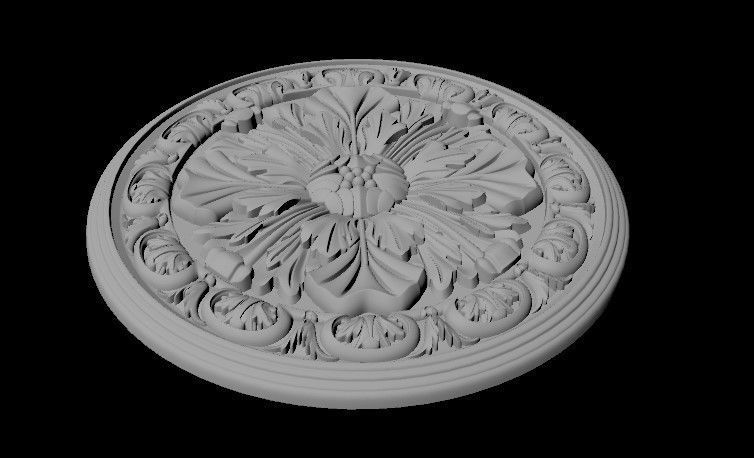 rosette ornately carved circular medallion 3D model_2