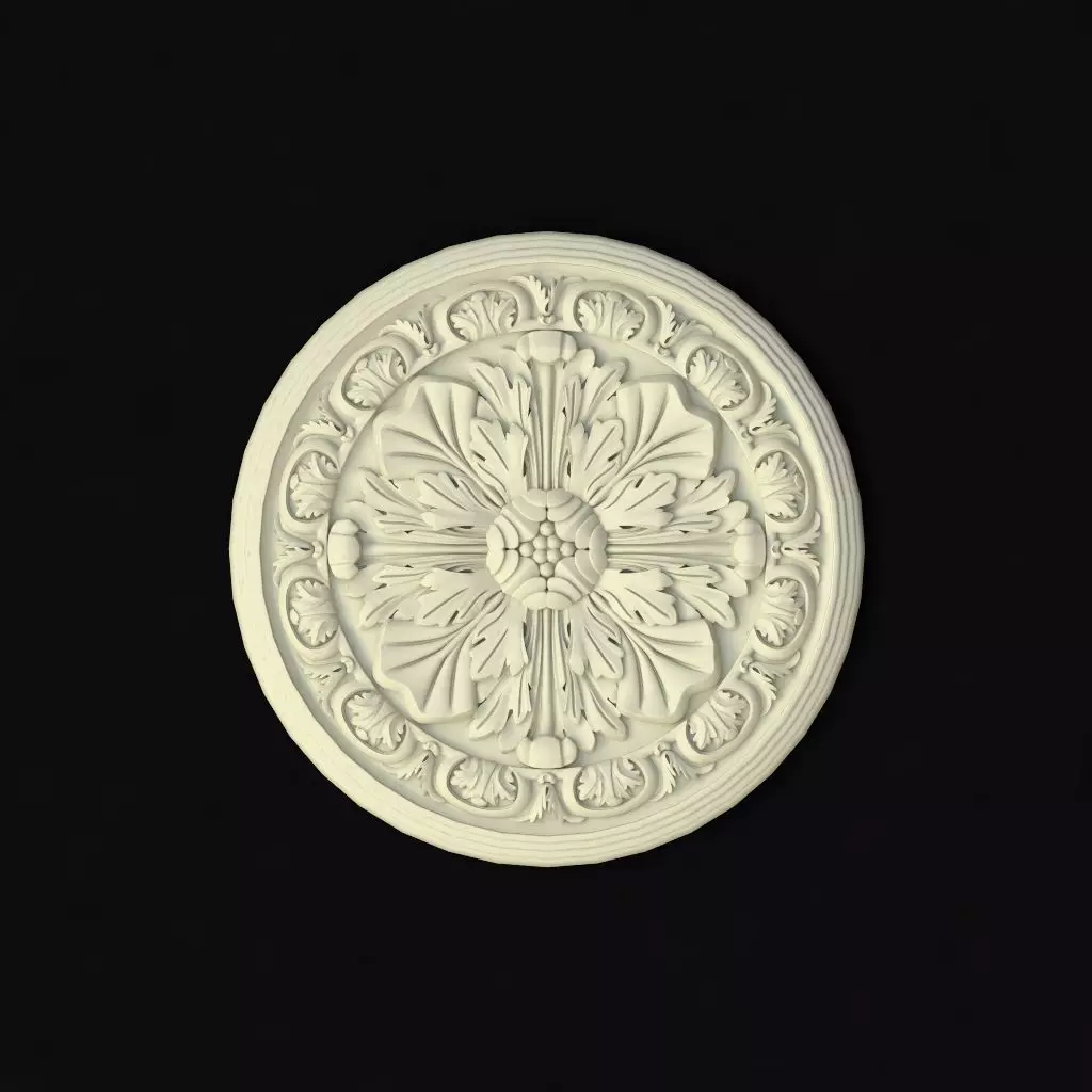 rosette ornately carved circular medallion 3D model_0