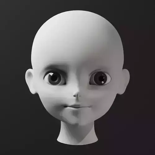 Lowpoly Base Chibi Head Low-poly 3D model