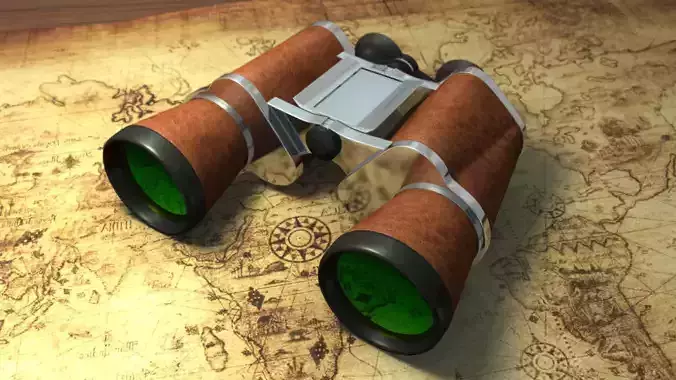 Realistic binoculars telescope restoring ancient ways 3D model