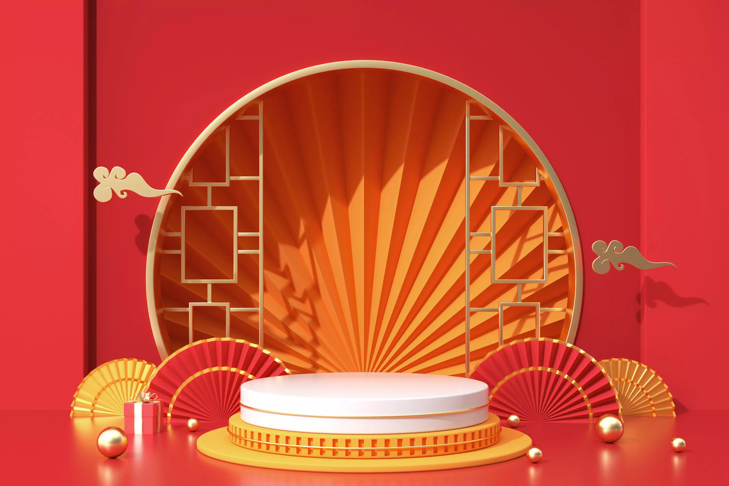 Red festive e-commerce promotion showcase scene 1 3D model_0