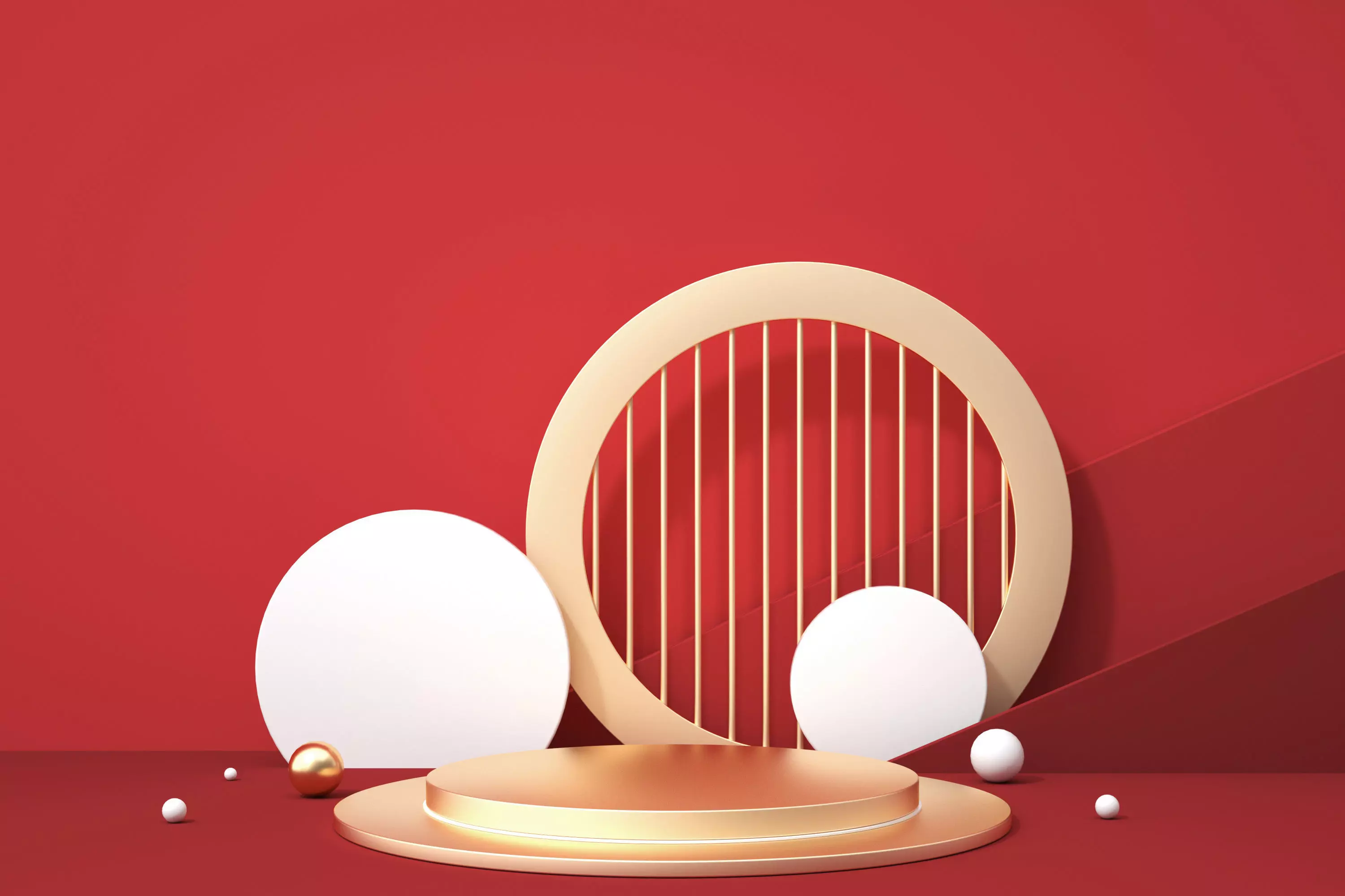 Red festive e-commerce promotion showcase scene 2 3D model_0