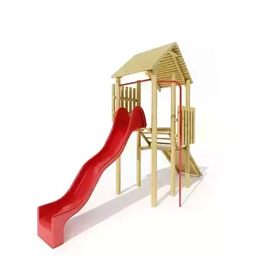 Children s Wood Play Set With Red Slide