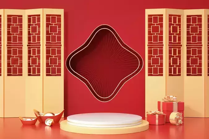 Red festive e-commerce promotion showcase scene 3