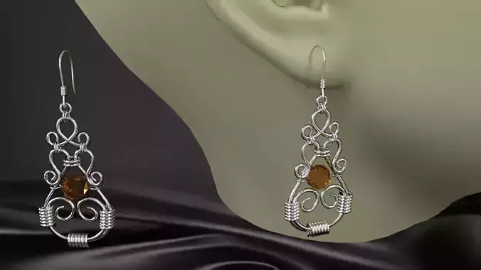 earrings silver with citrine gemstones