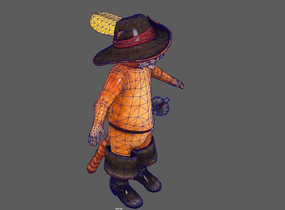 puss lowpoly model pirate cat Low-poly 3D model_5