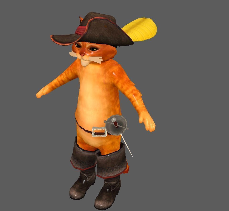 puss lowpoly model pirate cat Low-poly 3D model_2