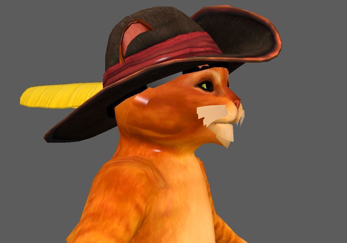 puss lowpoly model pirate cat Low-poly 3D model_1
