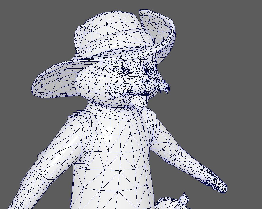 puss lowpoly model pirate cat Low-poly 3D model_6