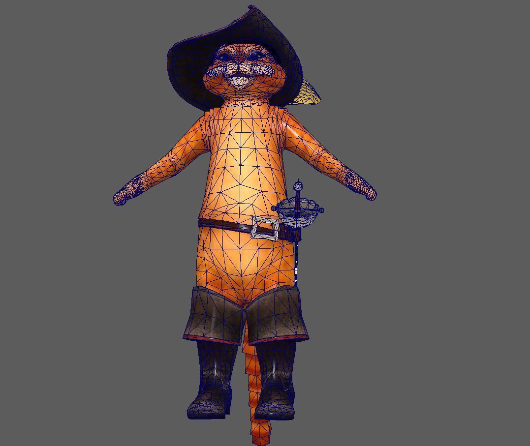 puss lowpoly model pirate cat Low-poly 3D model_7