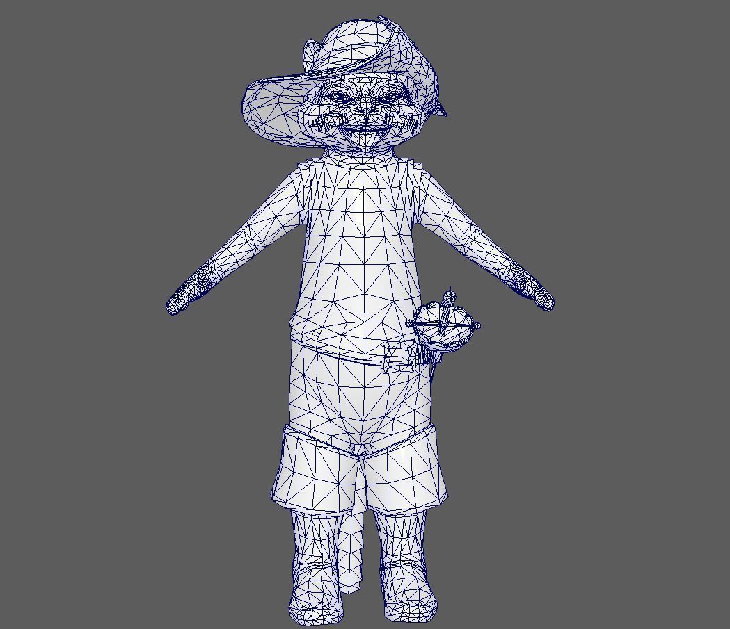 puss lowpoly model pirate cat Low-poly 3D model_8