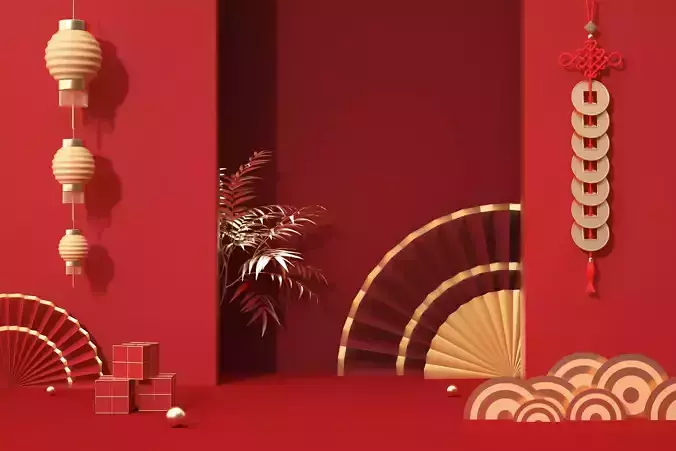 Red festive e-commerce promotion showcase scene 6