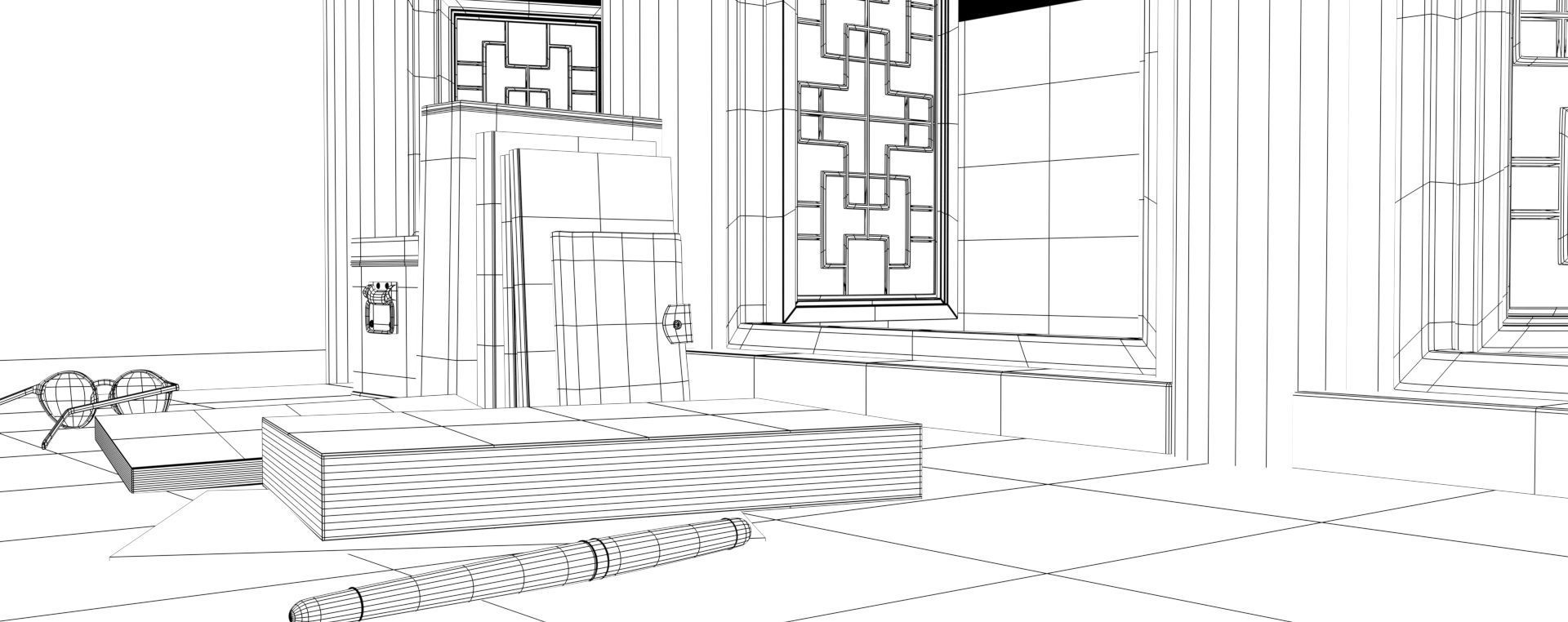 Chinese style Chinese desktop window Chinese style window scene 3D model_5