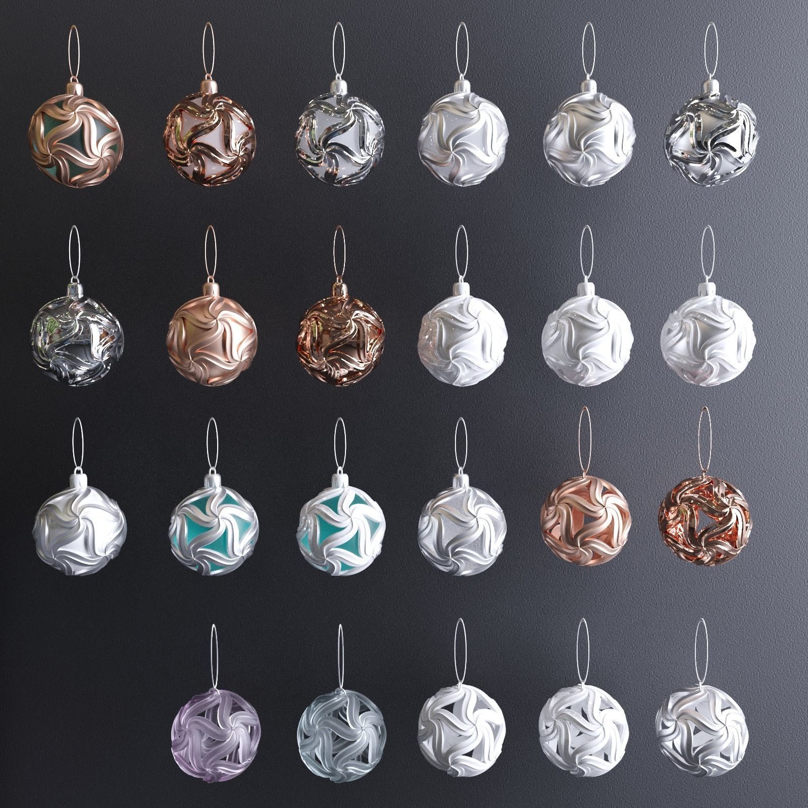Unique design Christmass ball set of 22 collection 3D print model