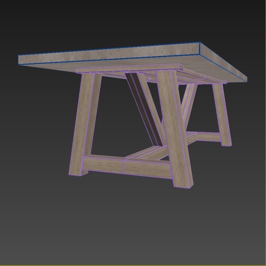 Restoration Hardware FRENCH BEAM TEAK RECTANGULAR DINING TABLE 3D model_6