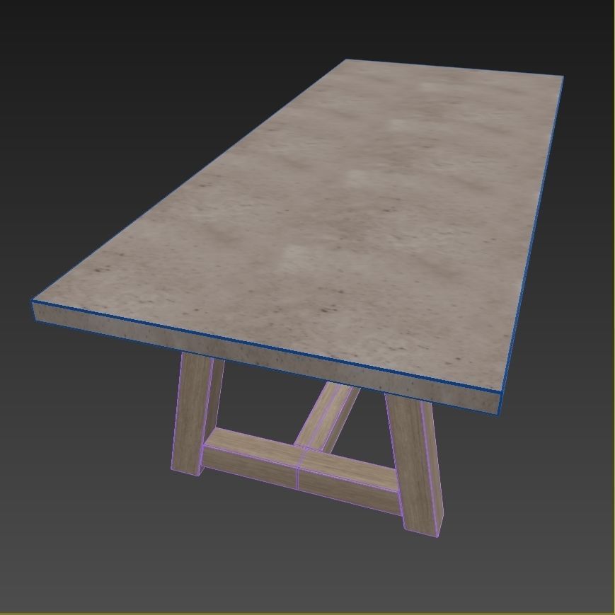 Restoration Hardware FRENCH BEAM TEAK RECTANGULAR DINING TABLE 3D model_5