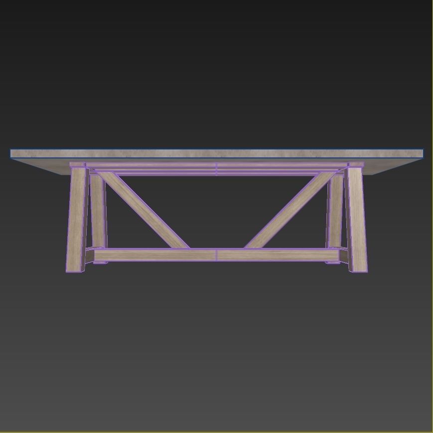 Restoration Hardware FRENCH BEAM TEAK RECTANGULAR DINING TABLE 3D model_7