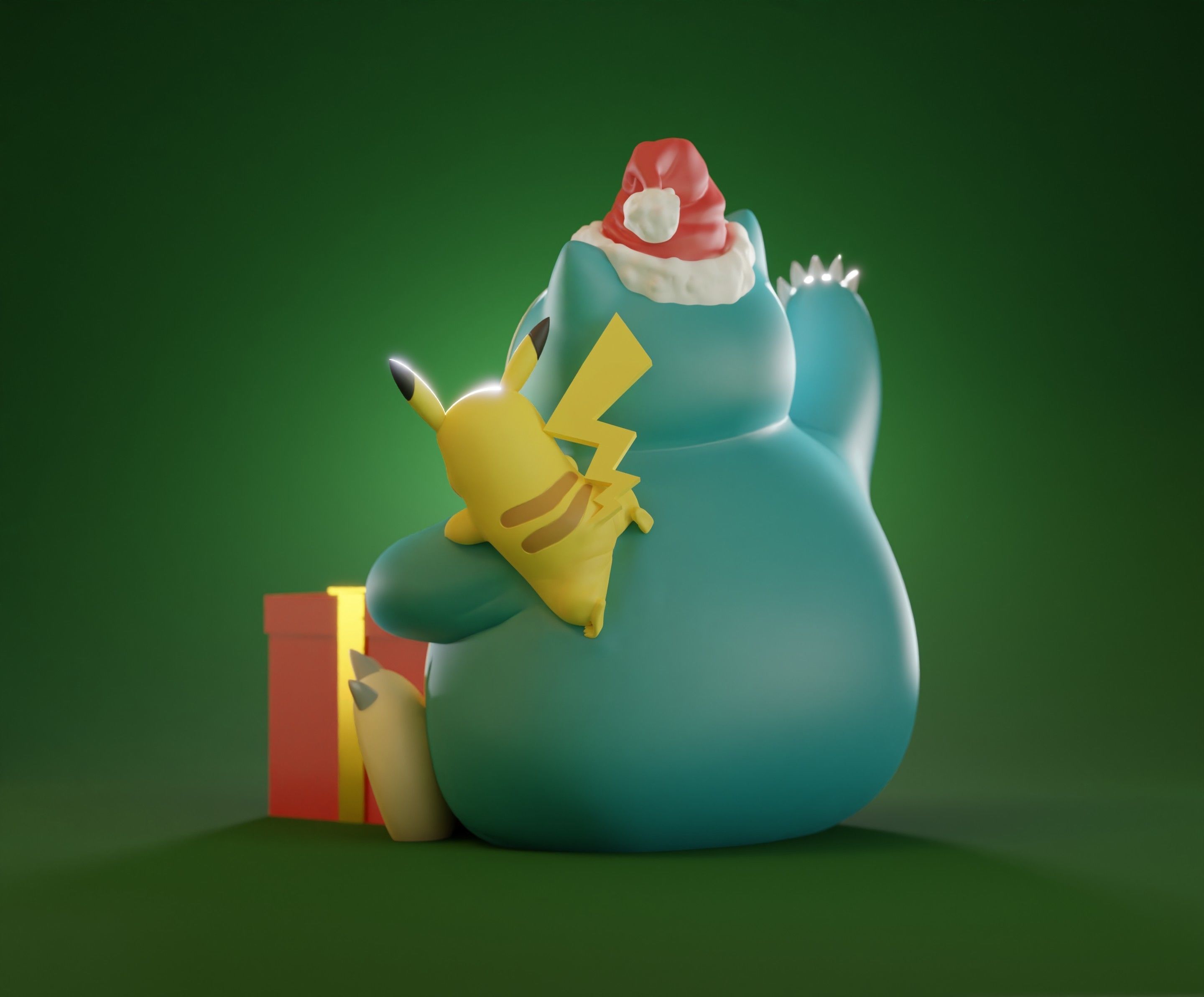 SNORLAX AND PIKACHU Christmas Pokemon 3D print model_2