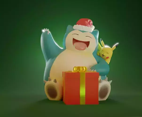 SNORLAX AND PIKACHU Christmas Pokemon 3D print model
