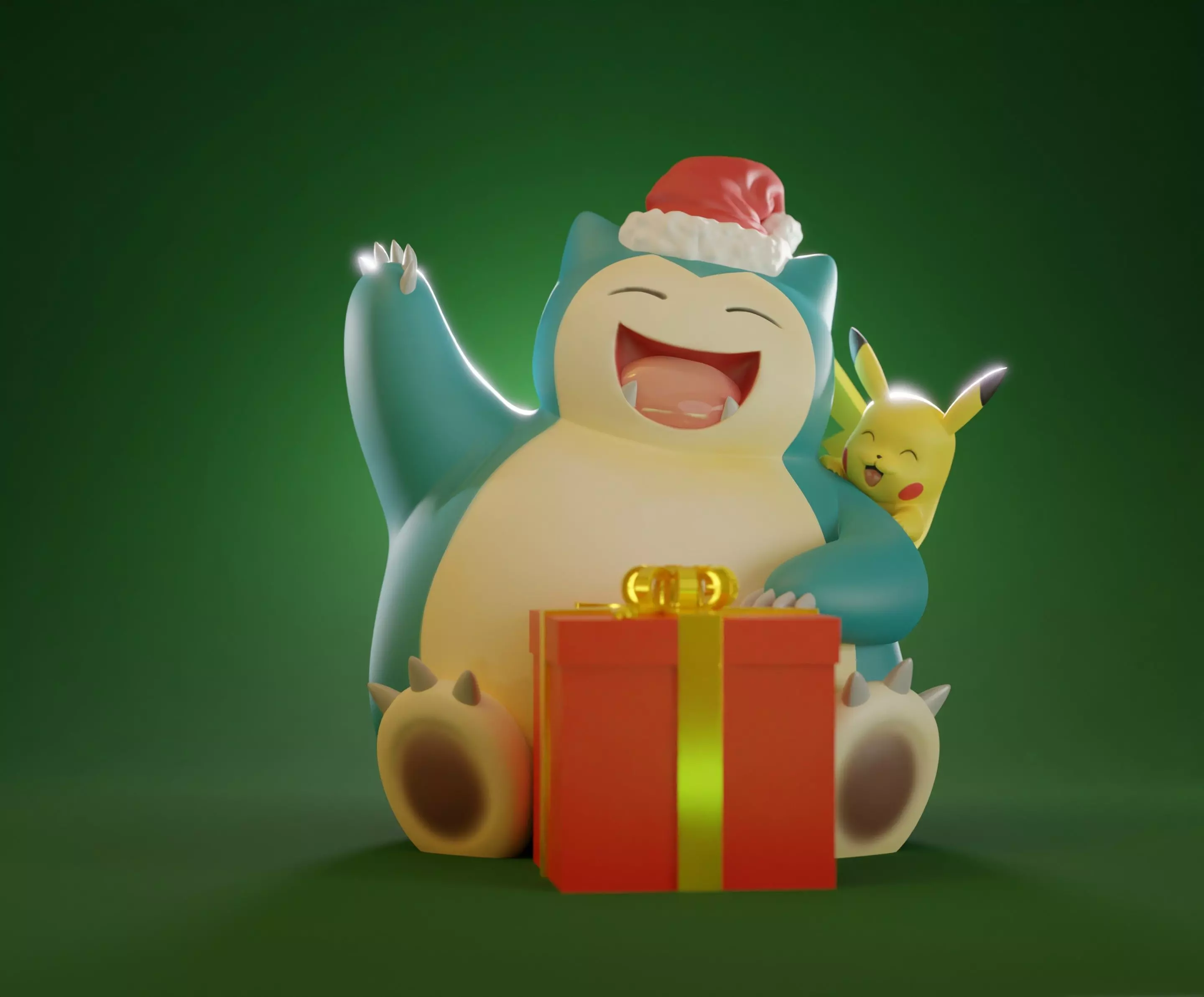 SNORLAX AND PIKACHU Christmas Pokemon 3D print model_0