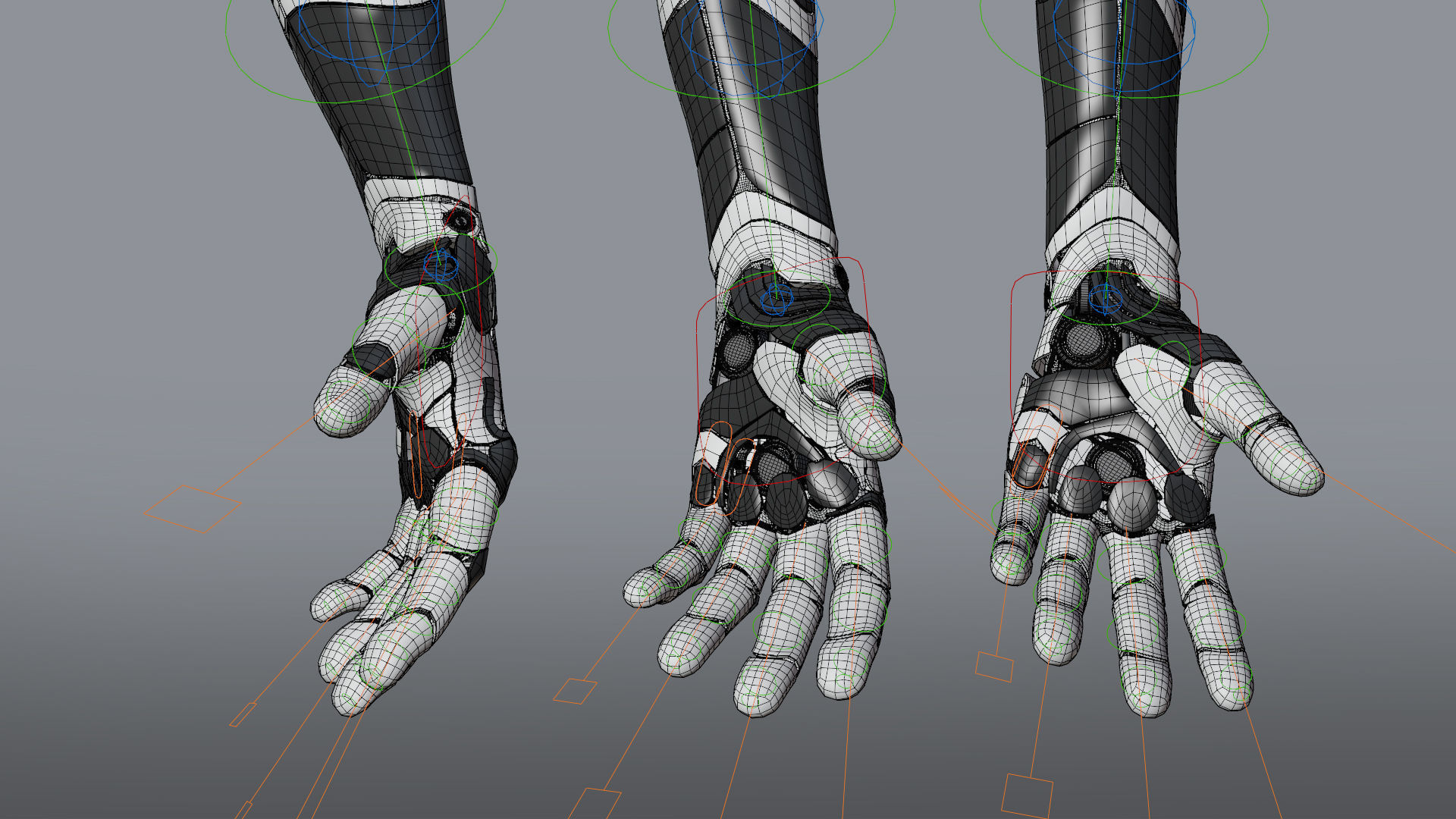Robotic hand anatomy 04 Low-poly 3D model_7