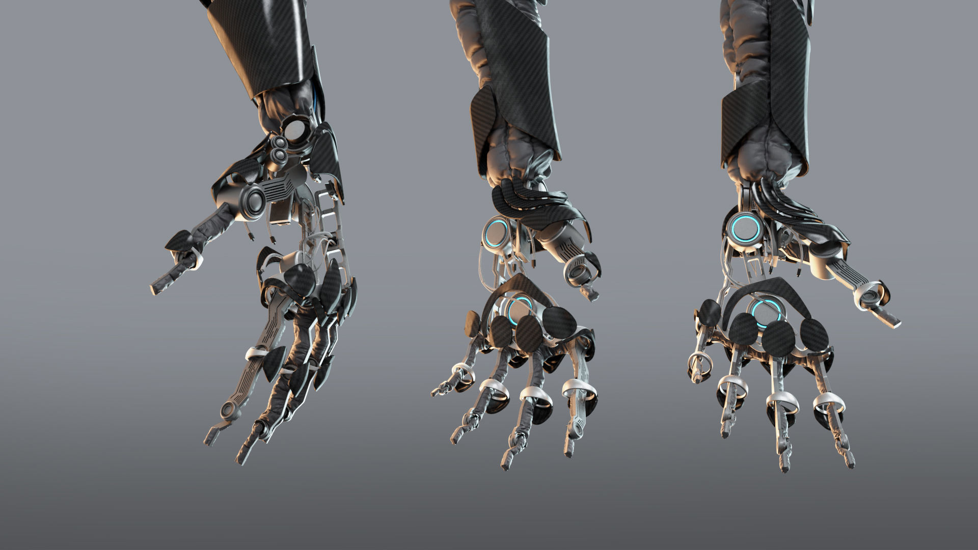 Robotic hand anatomy 04 Low-poly 3D model_8