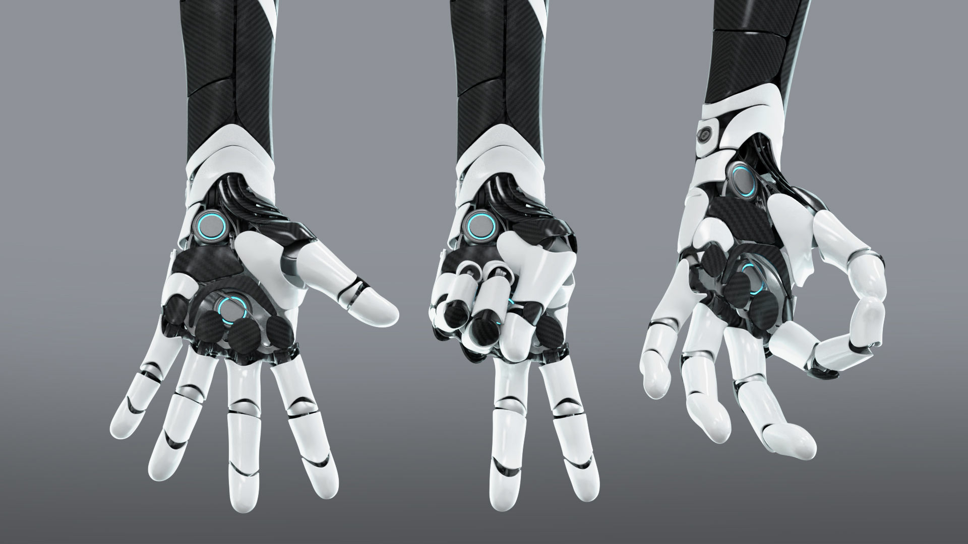 Robotic hand anatomy 04 Low-poly 3D model_3