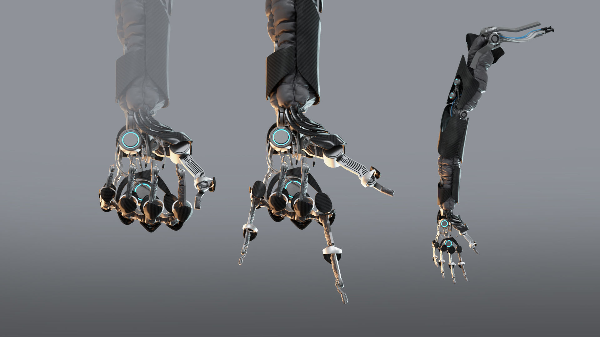 Robotic hand anatomy 04 Low-poly 3D model_2