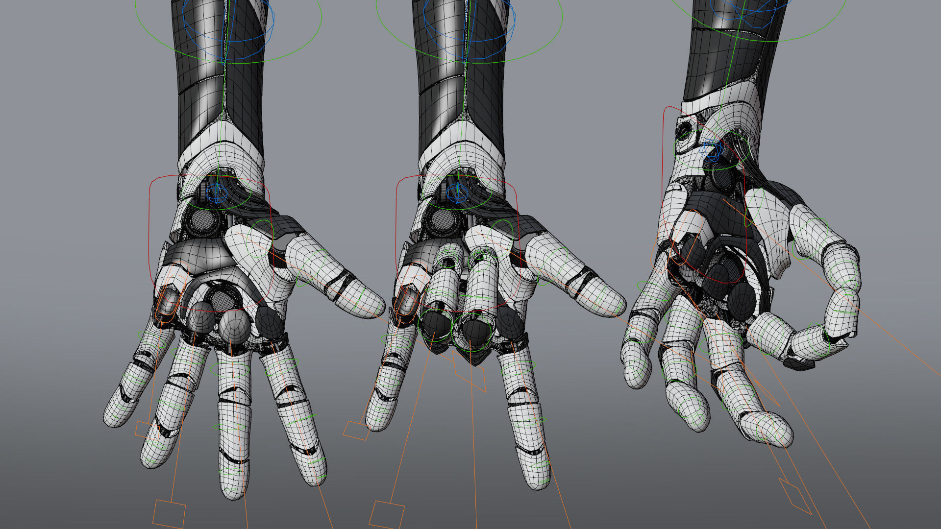 Robotic hand anatomy 04 Low-poly 3D model_4