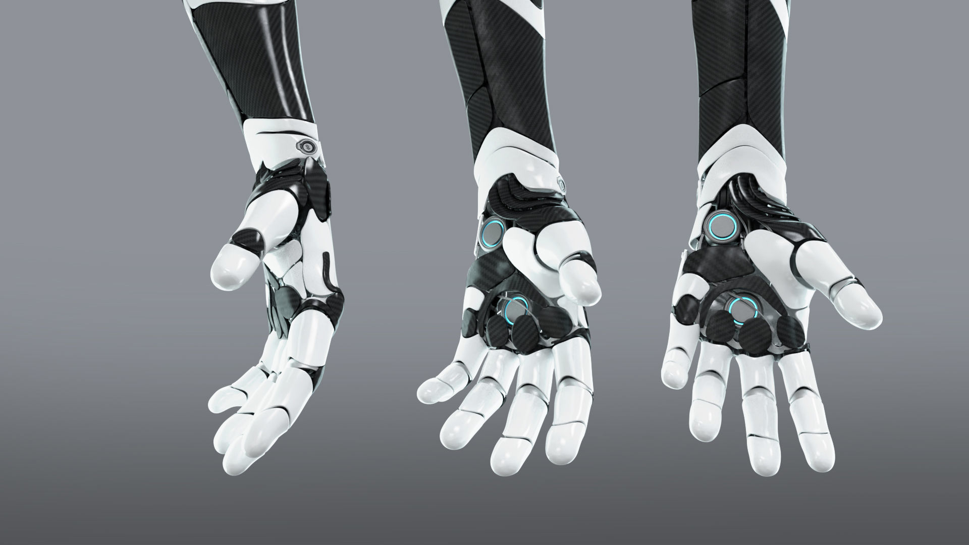 Robotic hand anatomy 04 Low-poly 3D model_6