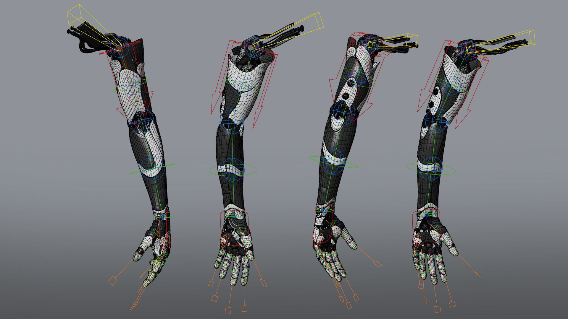 Robotic hand anatomy 04 Low-poly 3D model_10