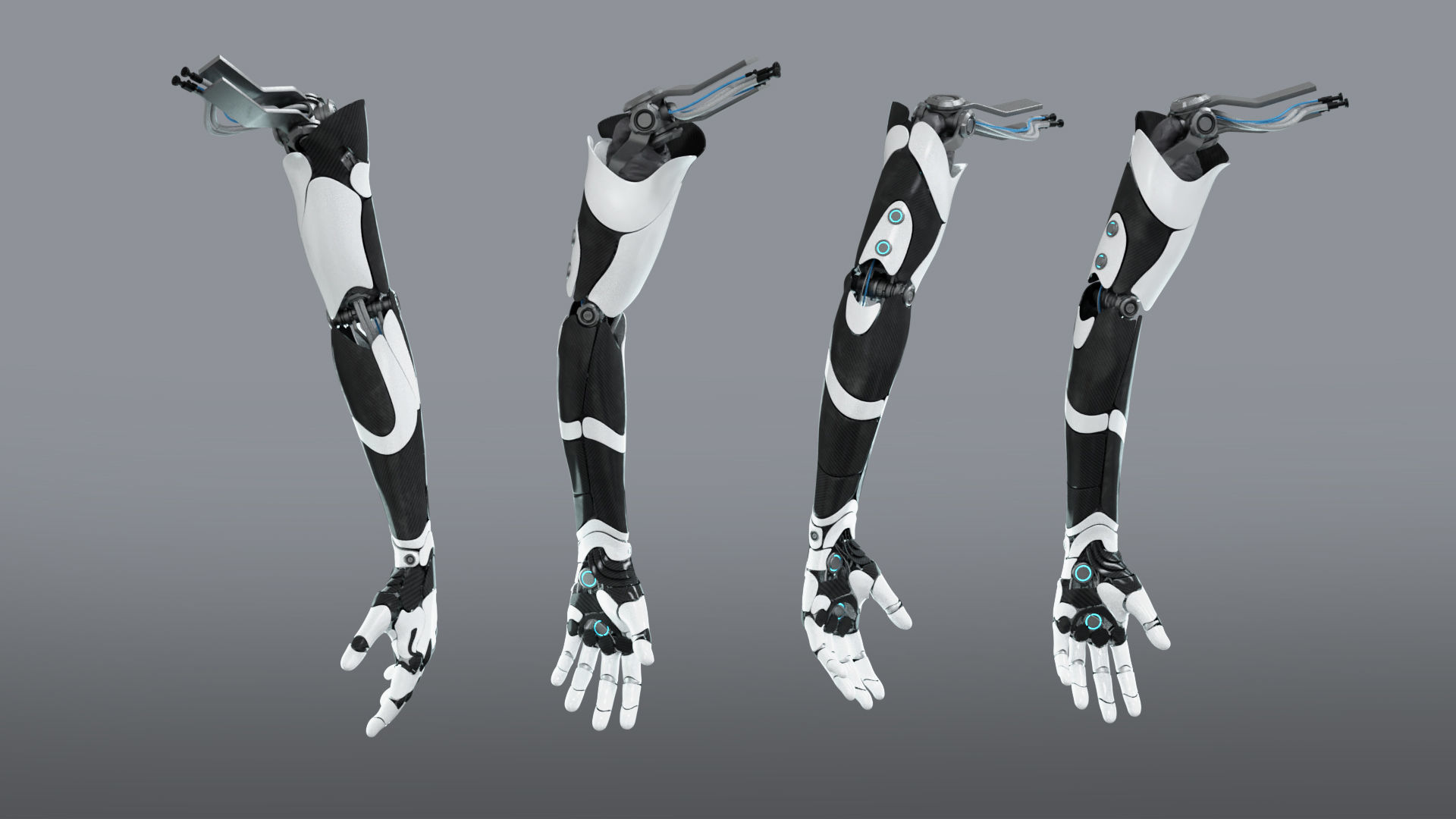 Robotic hand anatomy 04 Low-poly 3D model_1