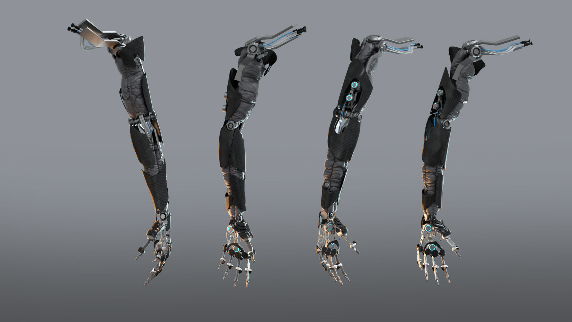 Robotic hand anatomy 04 Low-poly 3D model_9