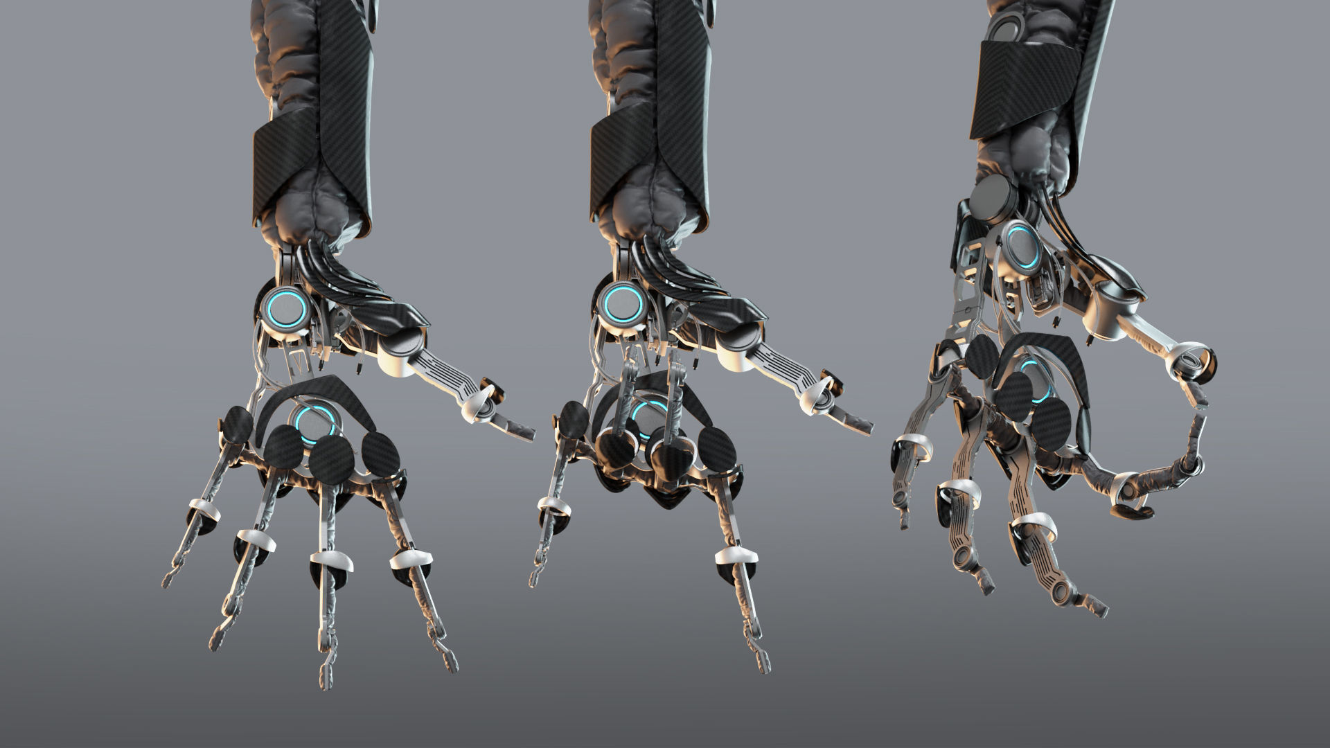 Robotic hand anatomy 04 Low-poly 3D model_5