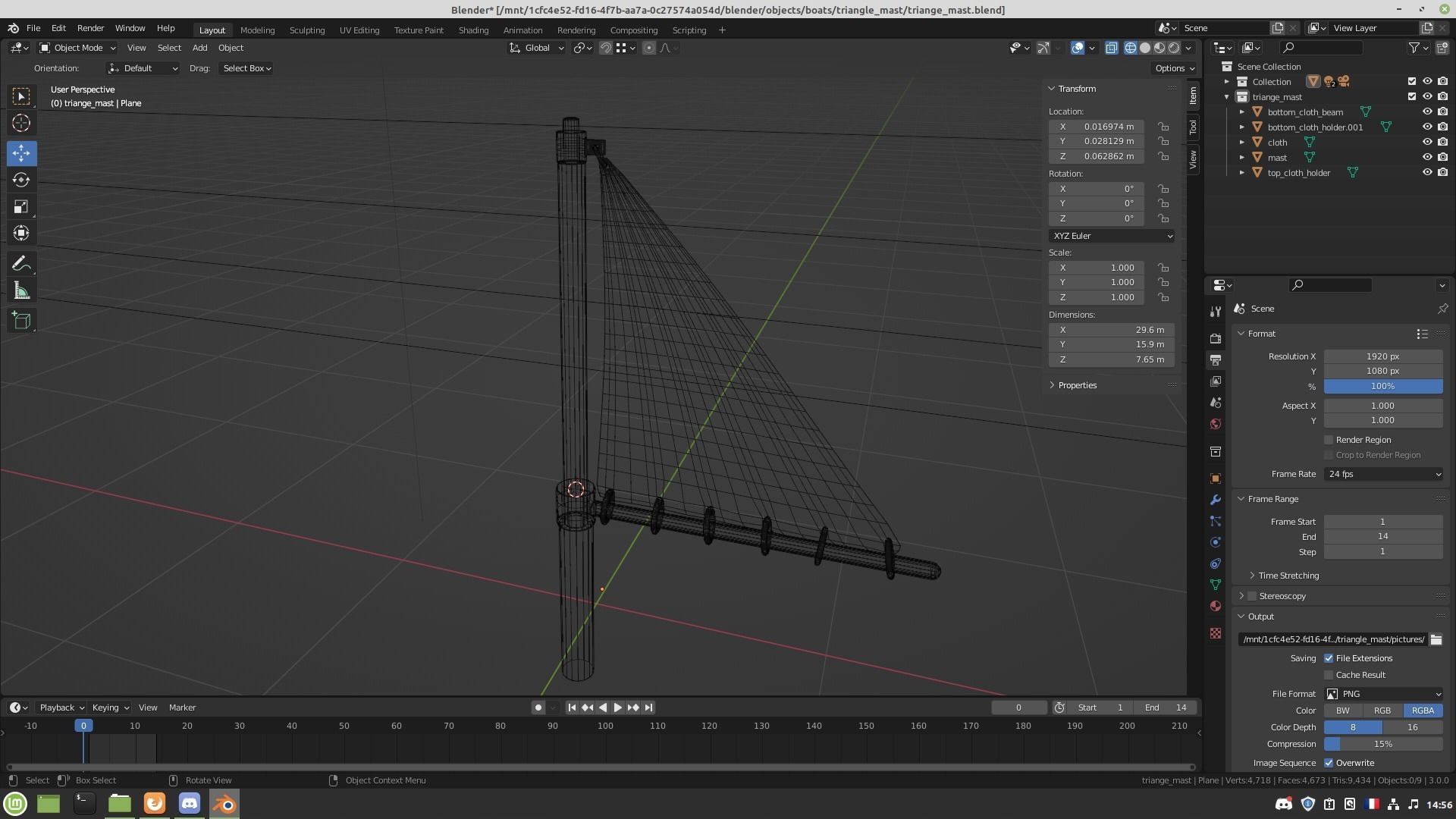 Triangle mast and sail 3D model_10