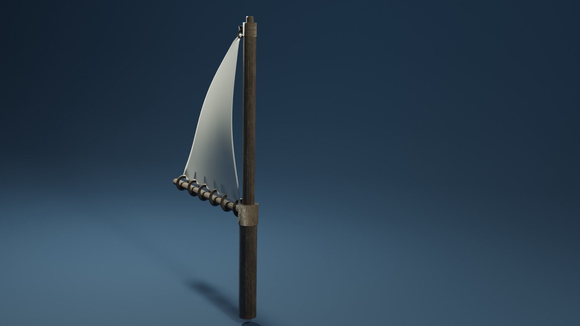 Triangle mast and sail 3D model_4
