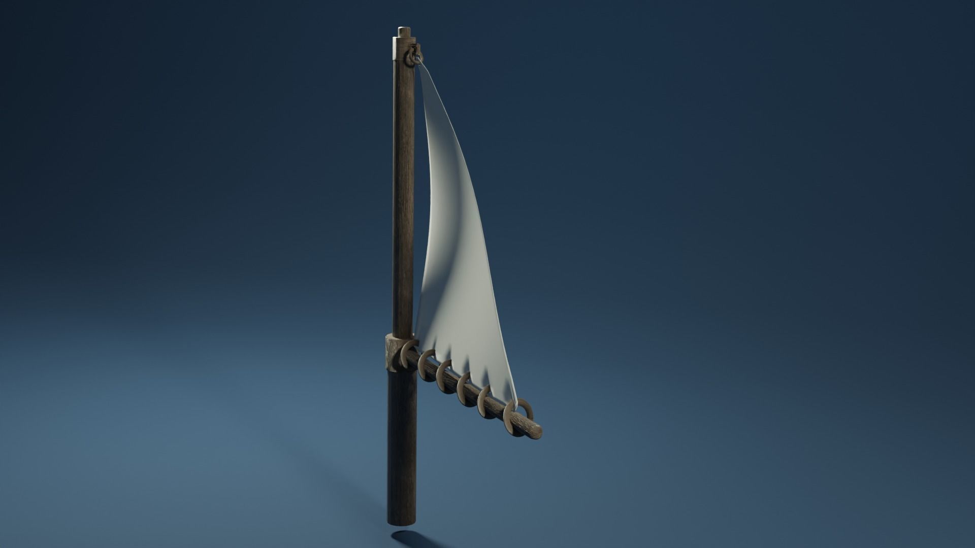Triangle mast and sail 3D model_3