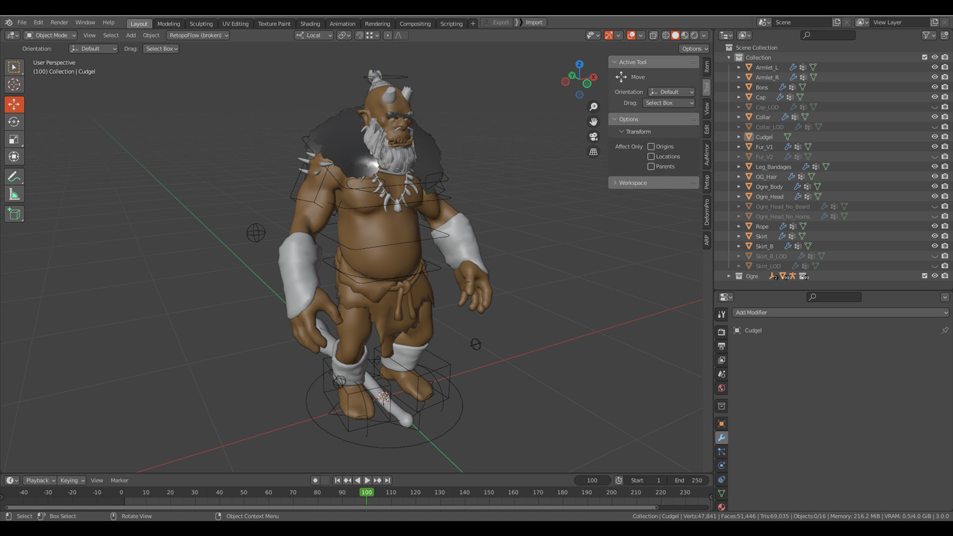 Ogre Cannibal Low-poly 3D model_28