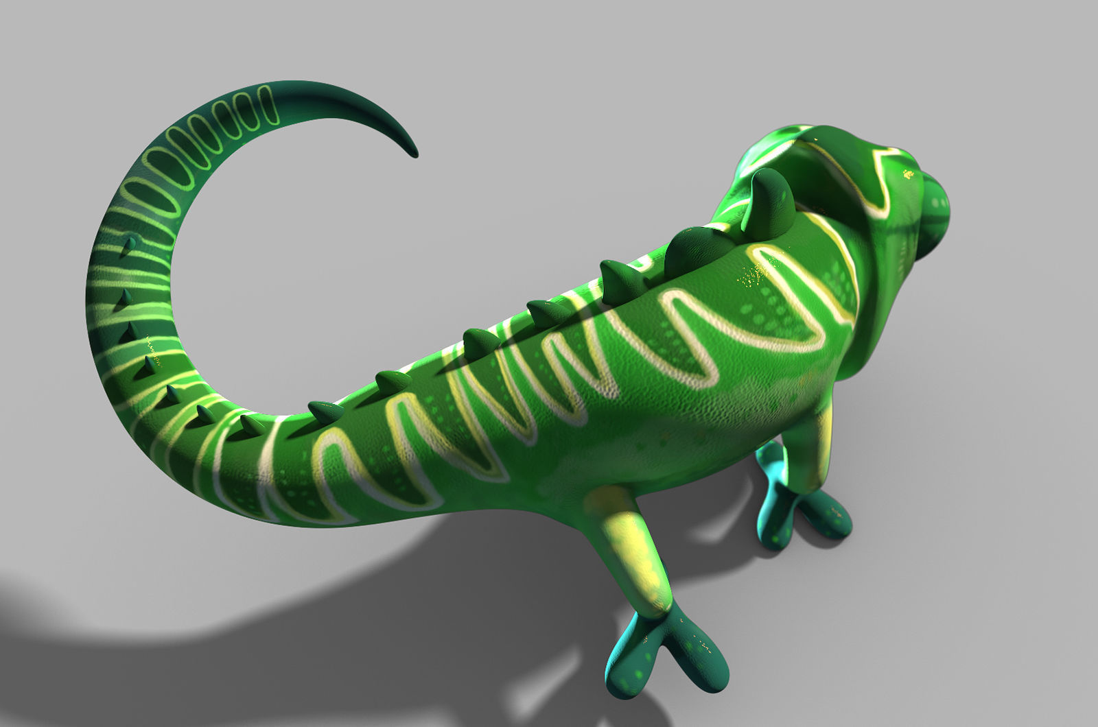 Cartoon chameleon lizard 3D model_3