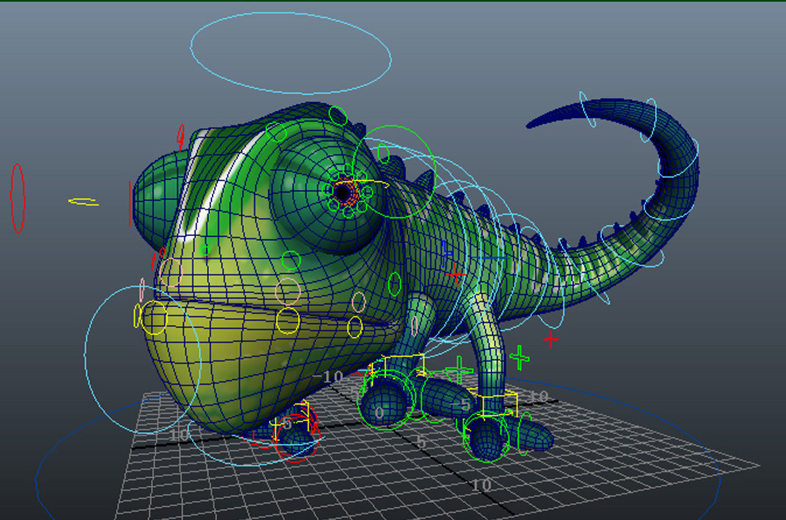 Cartoon chameleon lizard 3D model_5