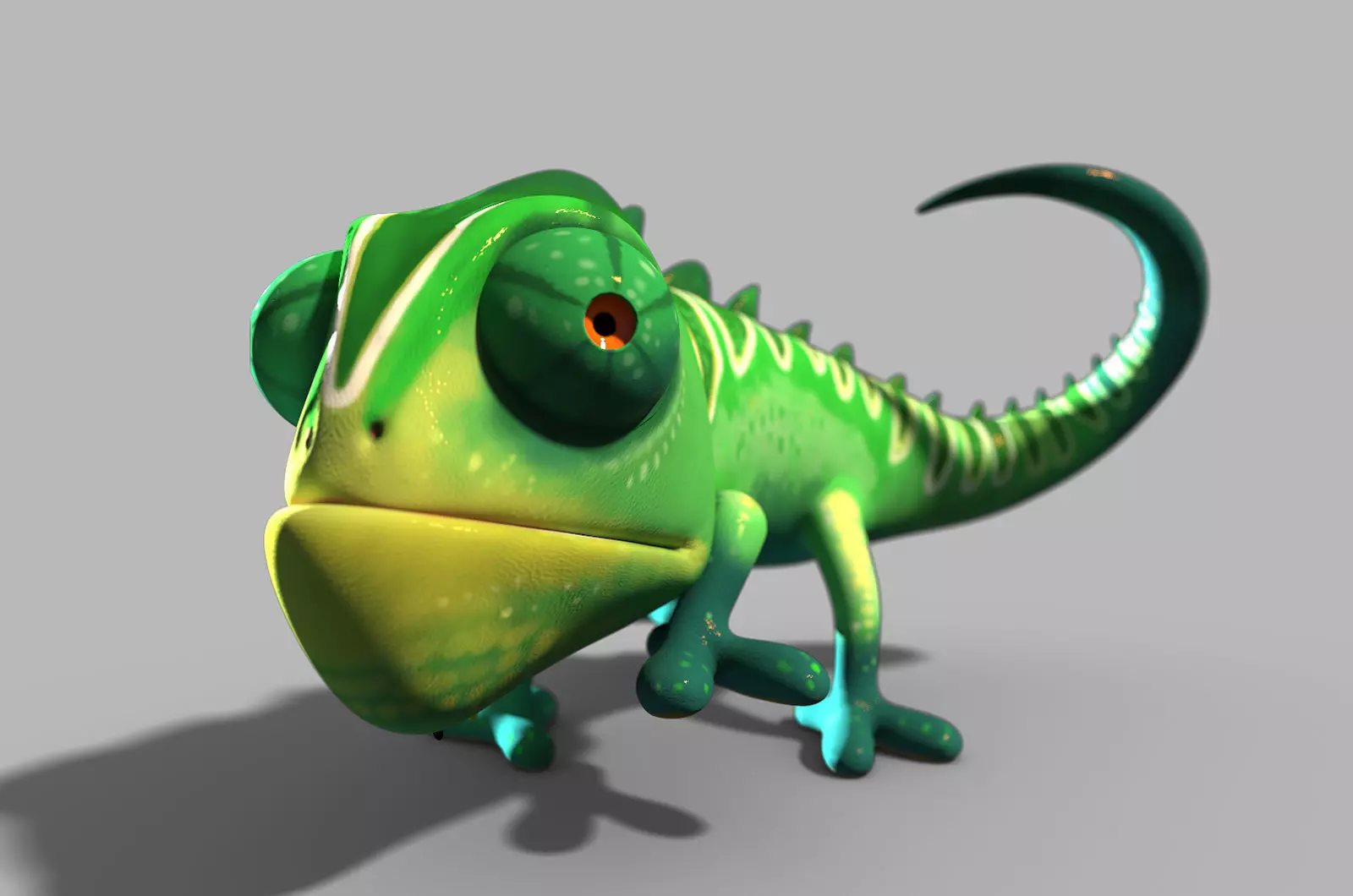 Cartoon chameleon lizard 3D model_0