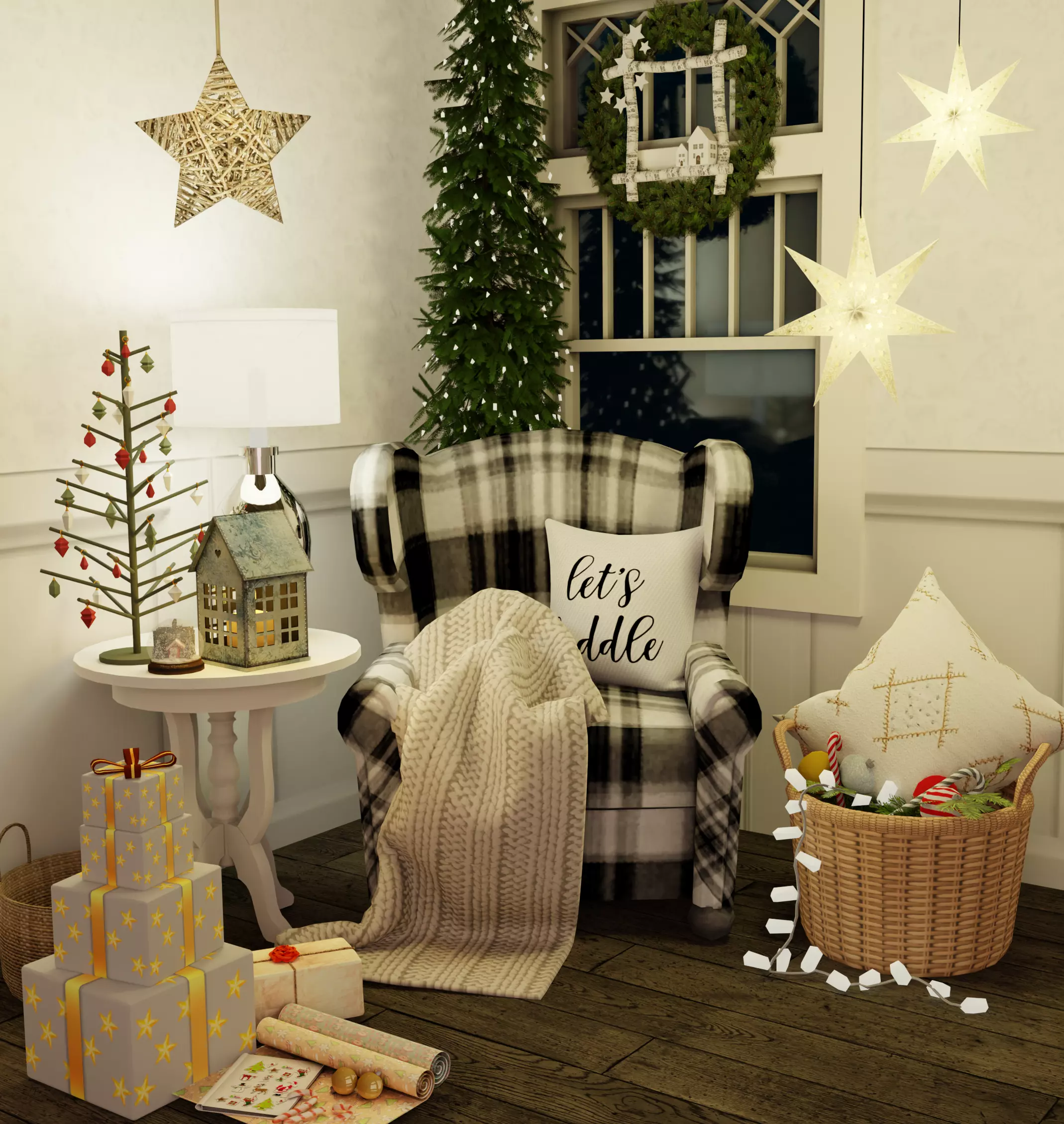 Christmas Corner Blender Scene Free 3D model