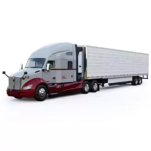 Kenworth t680 and  refrigerated Low-poly 3D model