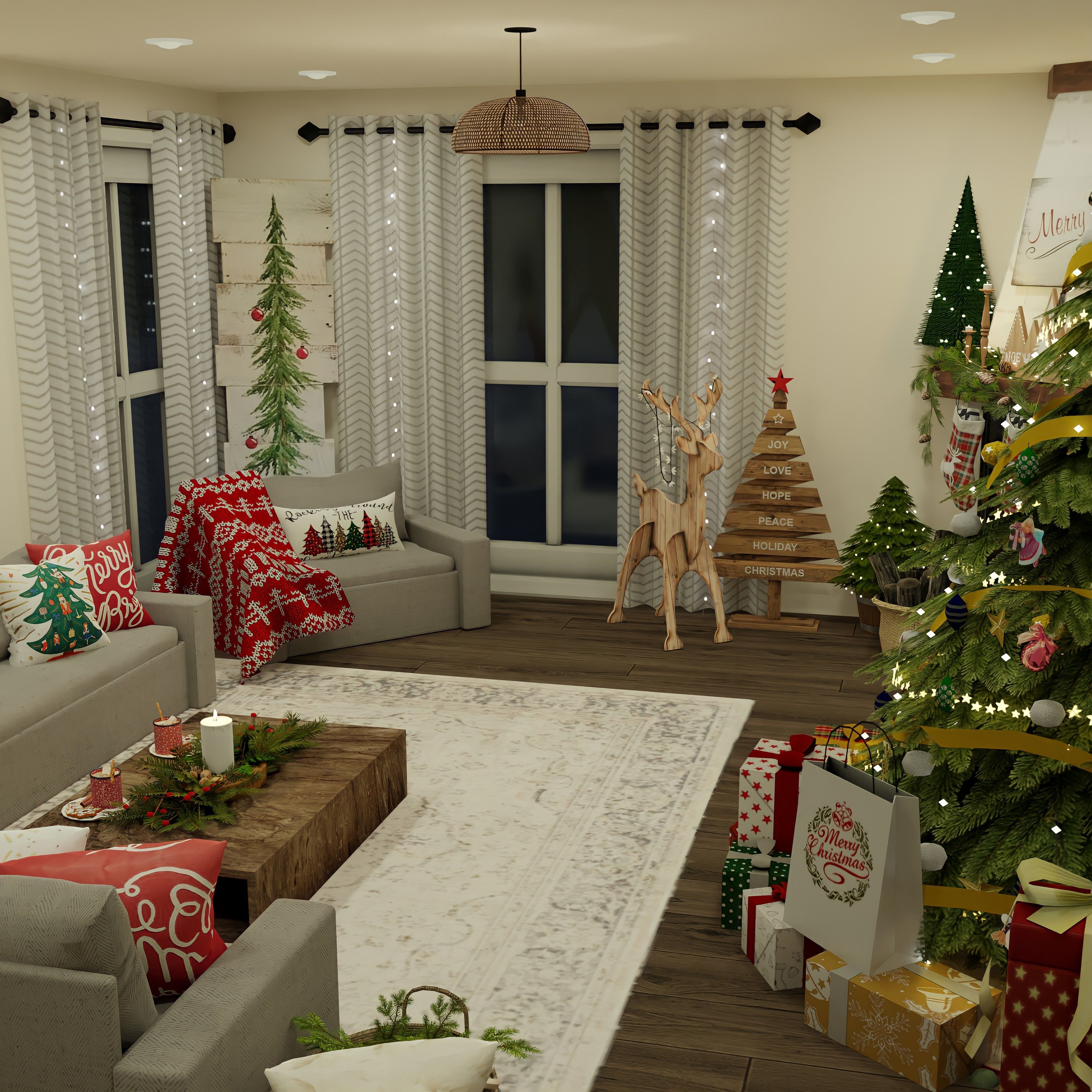 Christmas Living Room Blender Scene  - DAY and NIGHT 2Version 3D model_3