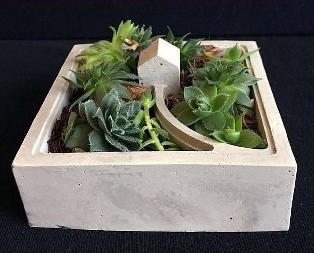 Mini Concrete Planter Box05 3D print model