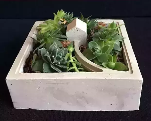 Mini Concrete Planter Box05 3D print model